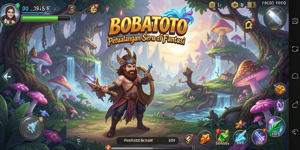 Tampilan gameplay seru di BOBATOTO dengan karakter yang berpetualang.