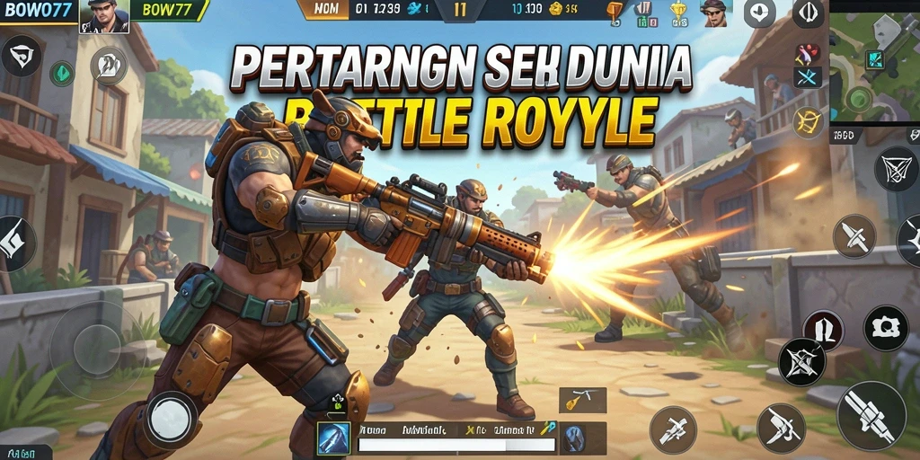 Screenshot BOWO77 menunjukkan aksi seru di medan pertempuran Battle Royale.