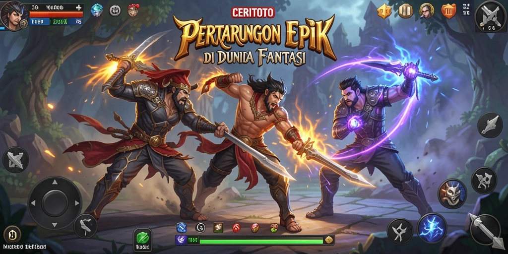 Screenshot gameplay menunjukkan pertarungan yang intens di CERITOTO.