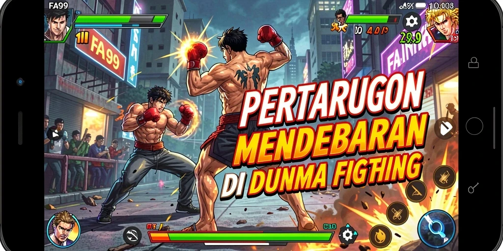 Tampilan gameplay seru dan menegangkan di FA99 dengan karakter fighting.