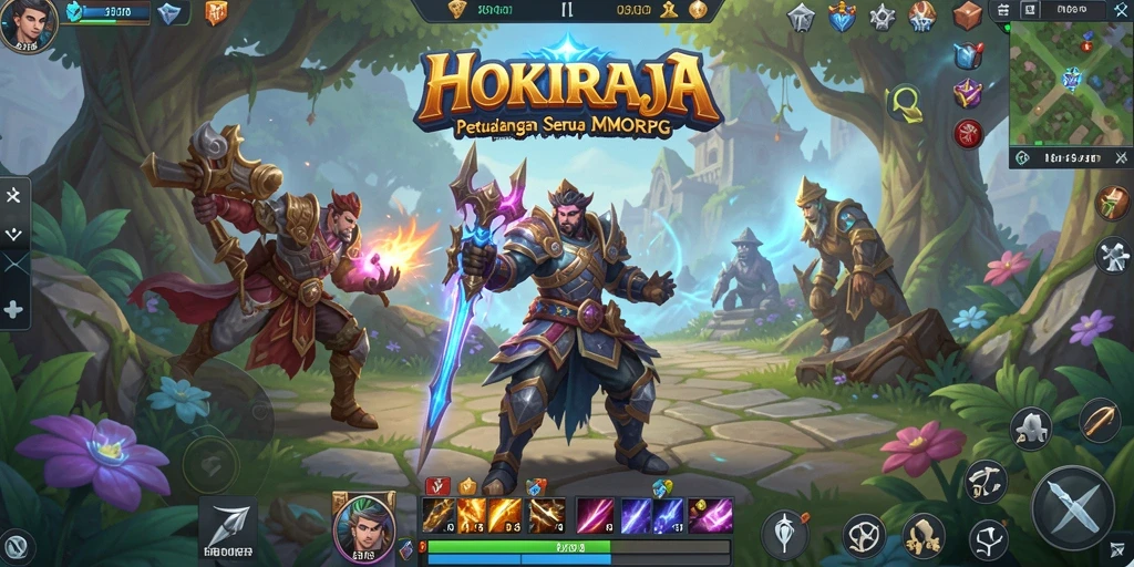 Gameplay epik dalam HOKIRAJA menunjukkan pertarungan seru antar pemain.