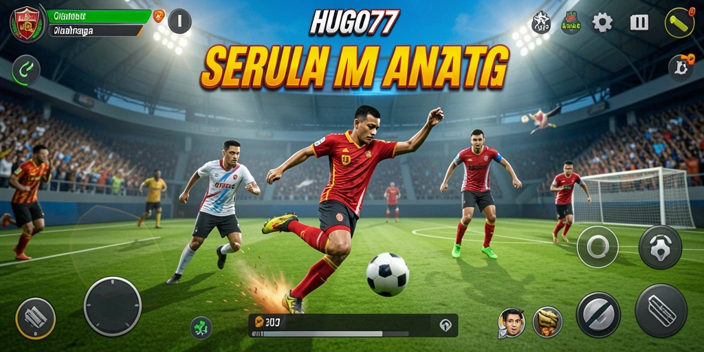Screenshot gameplay HUGO77 menampilkan aksi olahraga yang seru.
