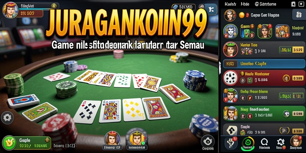Screenshot gameplay JURAGANKOIN99 yang menunjukkan keseruan bermain Gaple.