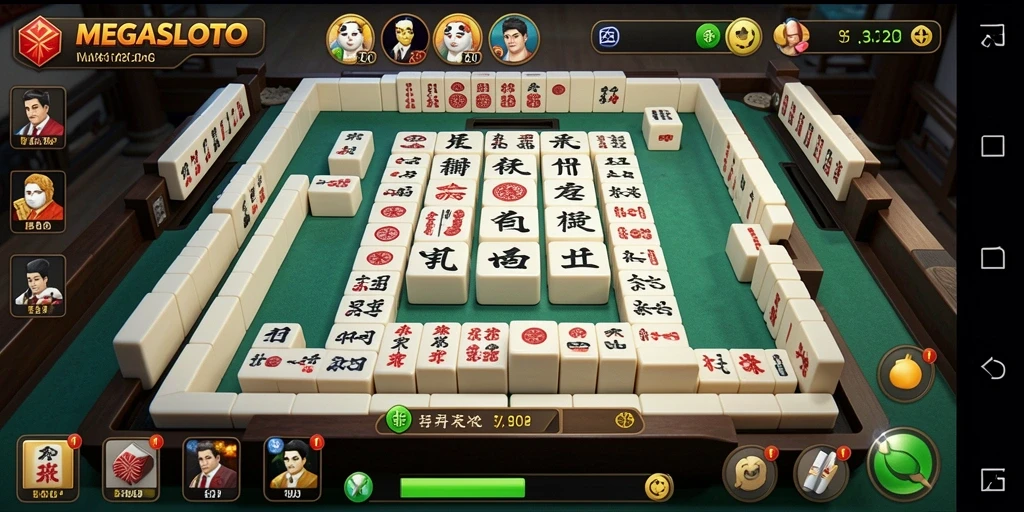 Gameplay seru MEGASLOTO Mahjong dengan ubin menarik.