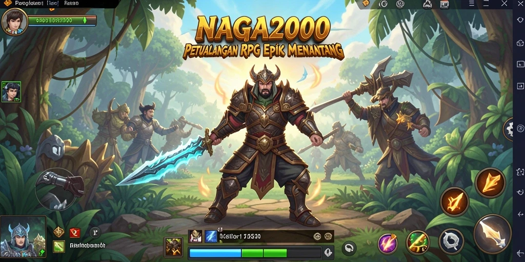 Screenshot utama NAGA2000 menunjukkan aksi pertempuran mendebarkan dalam RPG.