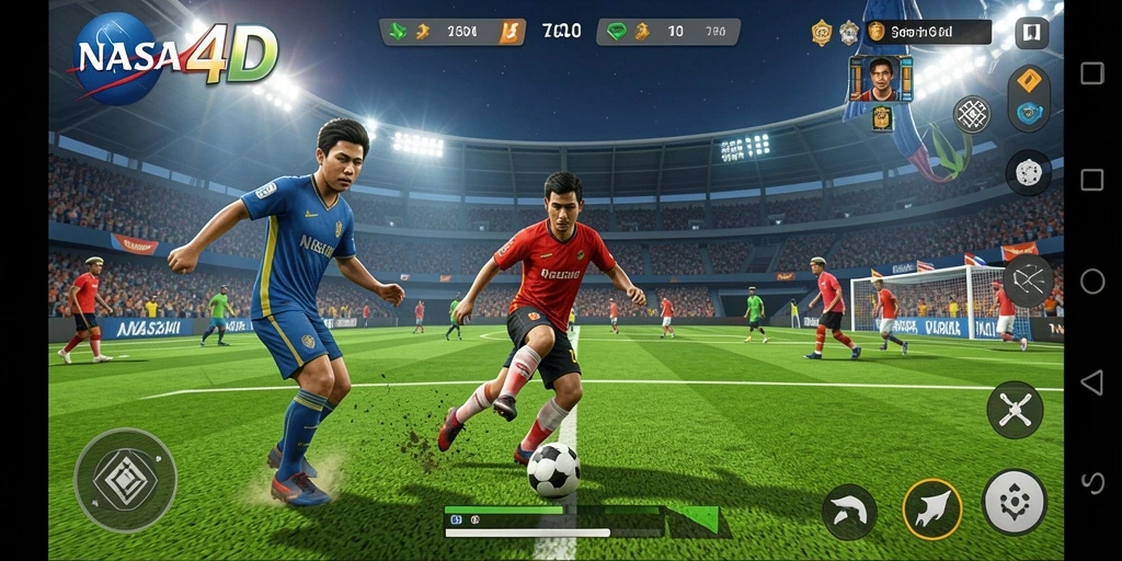 Gameplay menyerupai pertandingan sepak bola nyata.