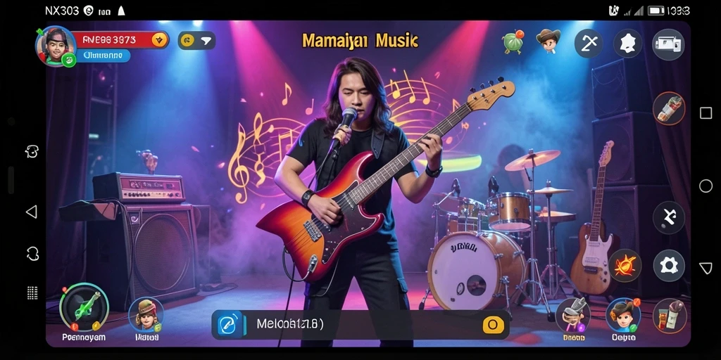Tampilan gameplay NX303 yang menampilkan momen seru bermain musik.