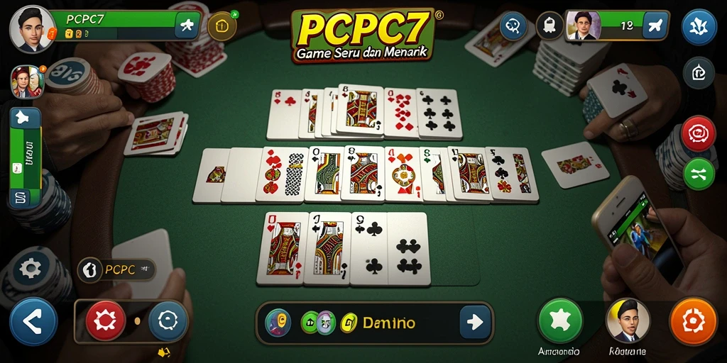 Screenshot gameplay PCPC7 menampilkan suasana seru saat bermain domino.