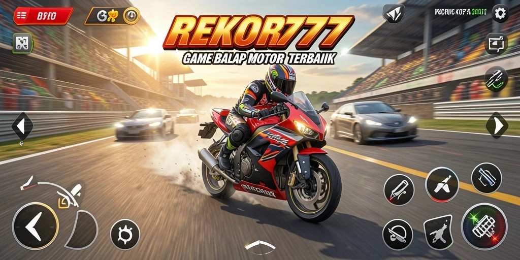 Tampilan gameplay balap motor di REKOR777 yang sangat menarik.