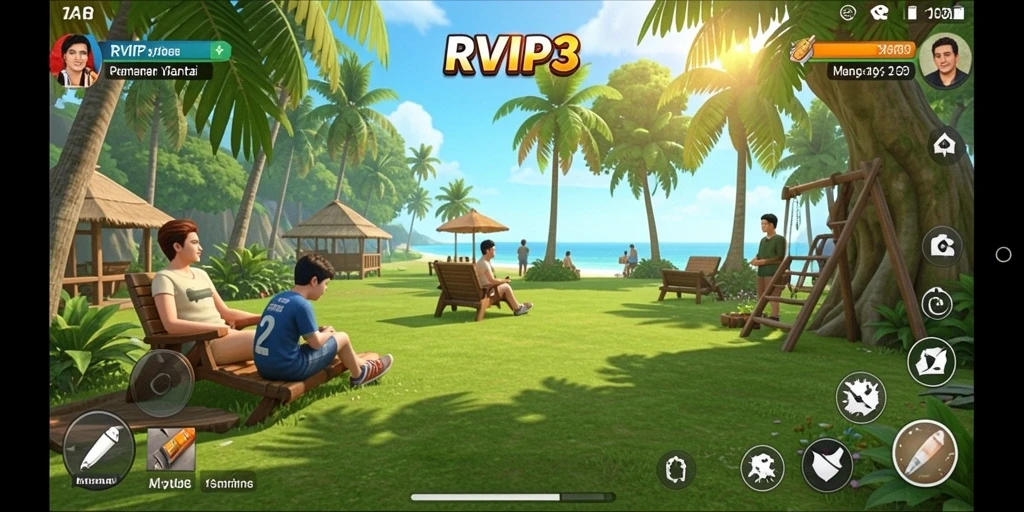 Screenshot gameplay RVIP3 menunjukkan suasana santai dan menyenangkan.