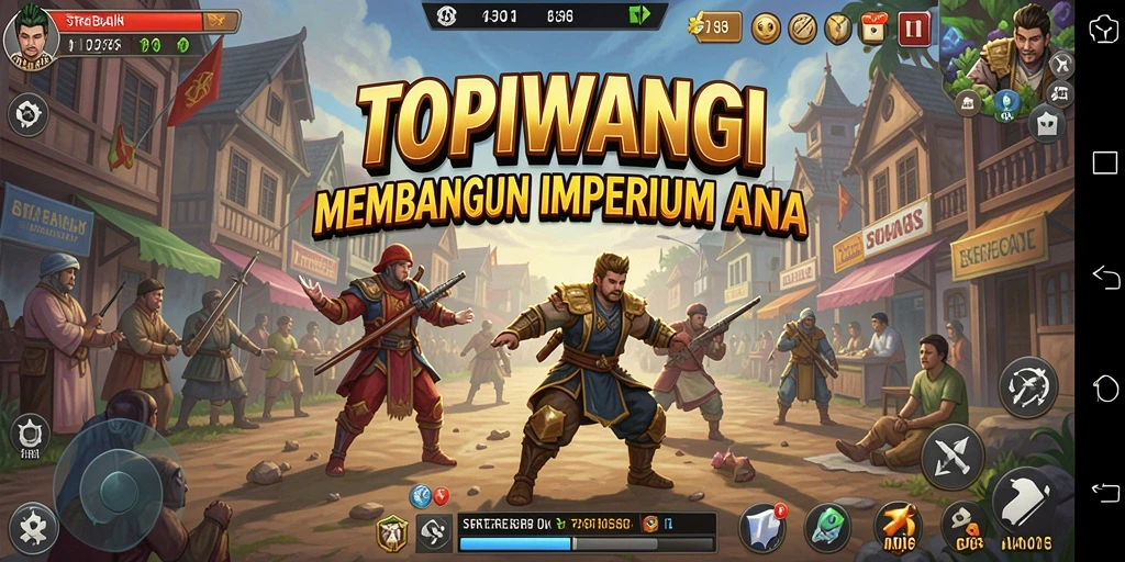 Screenshot gameplay TOPIWANGI menampilkan strategi membangun kerajaan yang seru.