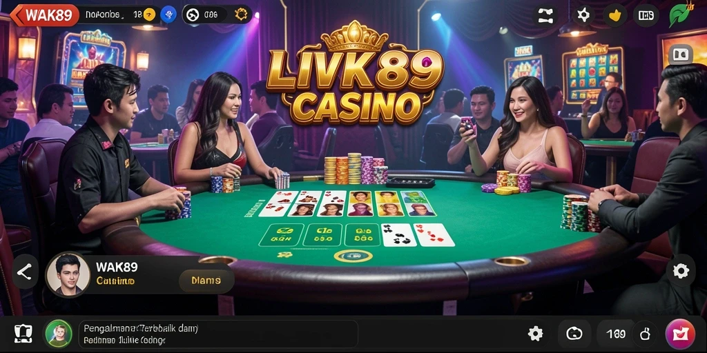 Screenshot gameplay WAK89 menampilkan dealer profesional di meja Live Casino.