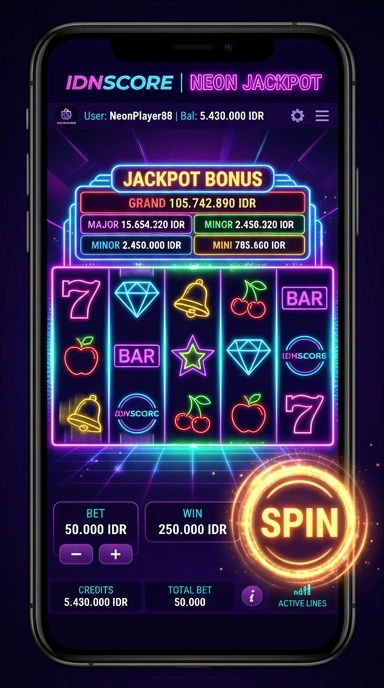 Screenshot aplikasi menunjukkan berbagai kategori yang tersedia di idnscore.